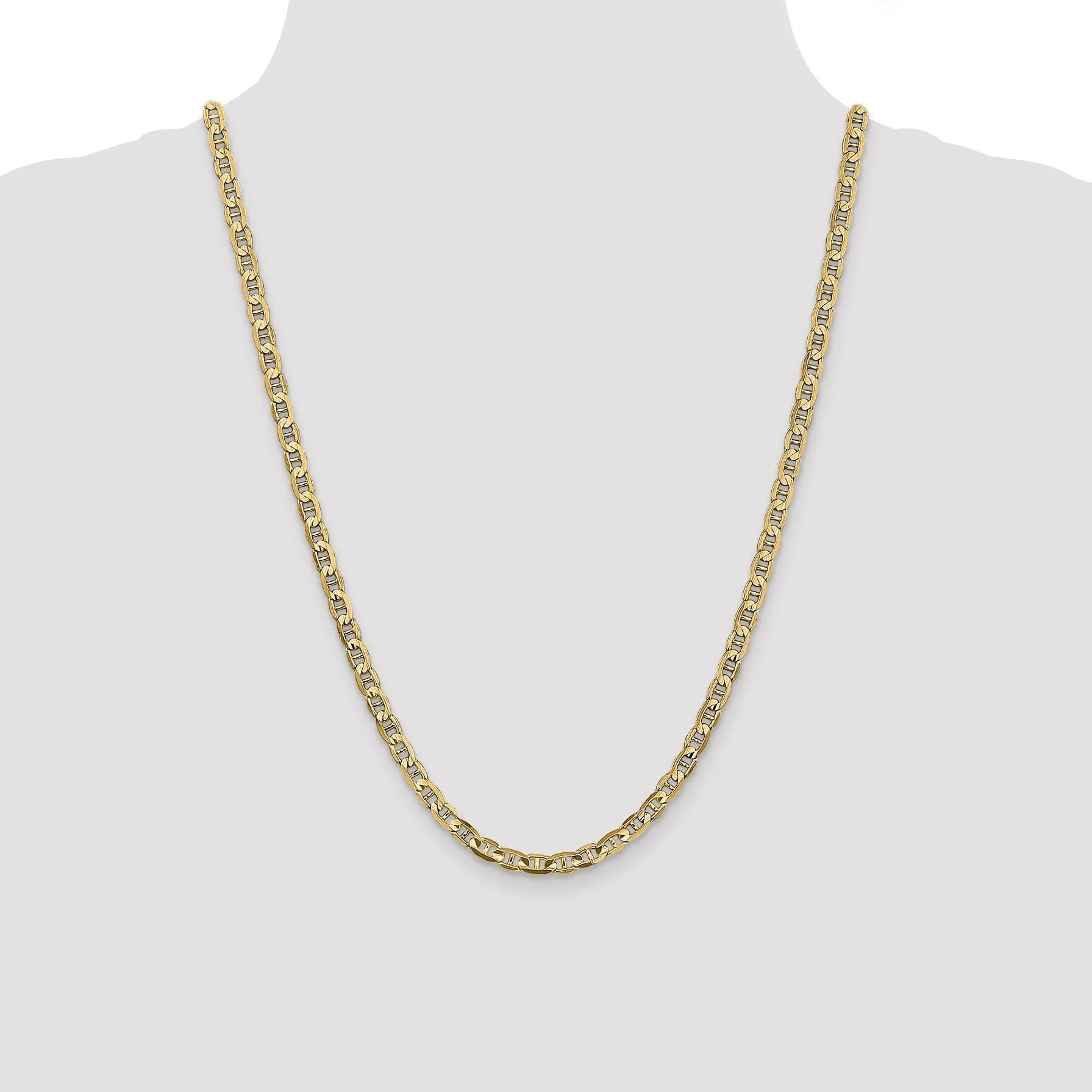 14k Yellow Gold 4.5mm Concave Anchor Chain