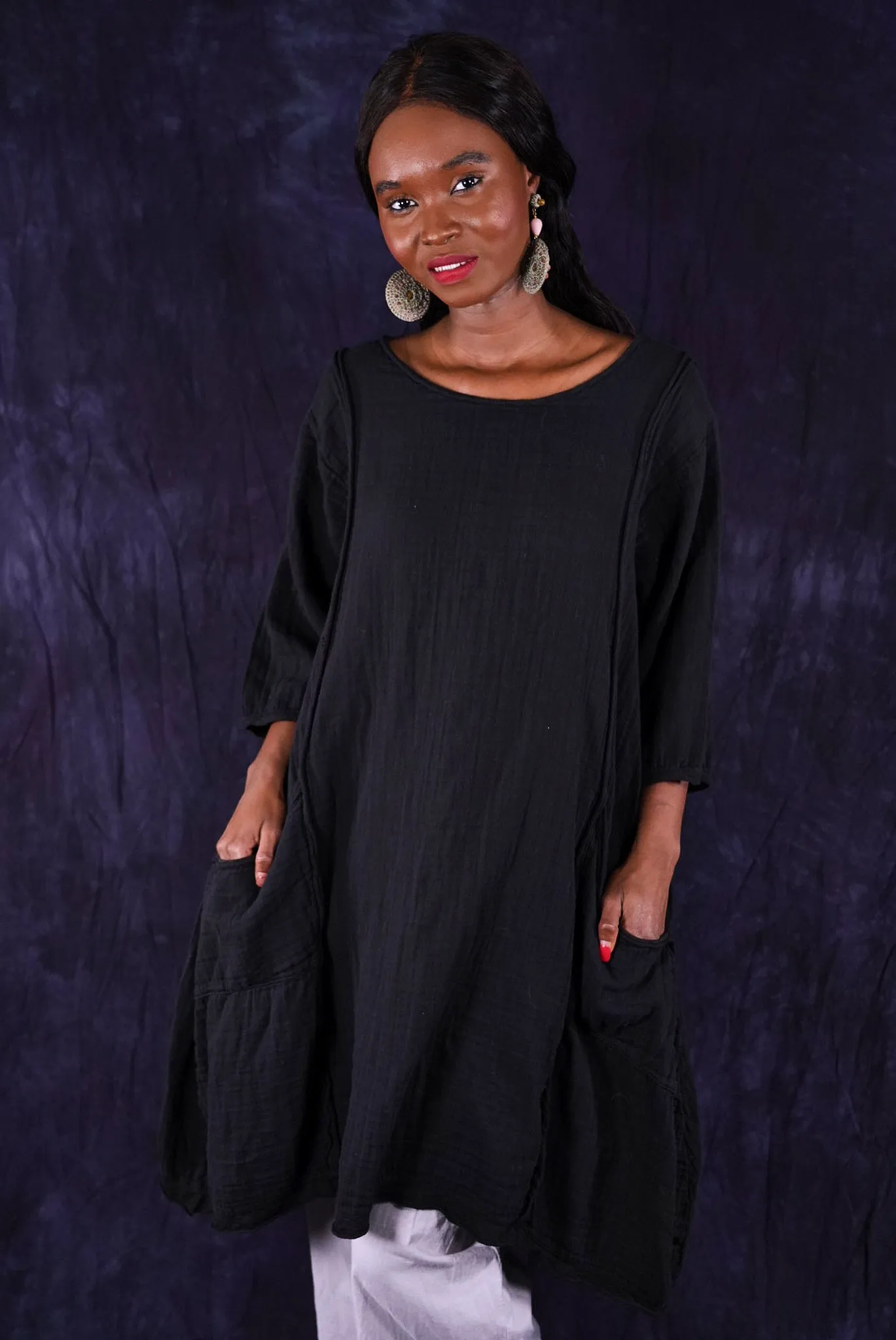 2120 Gauze Daily Dress Black