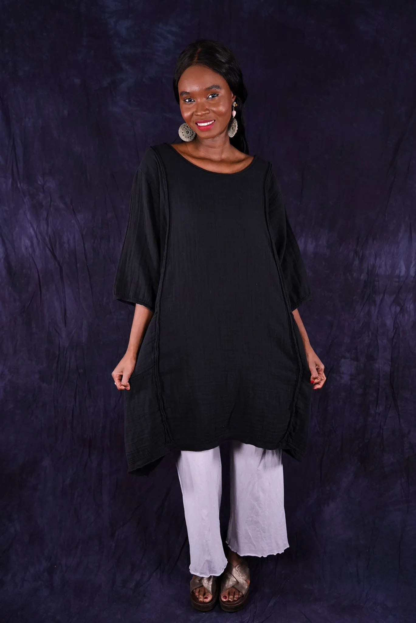 2120 Gauze Daily Dress Black