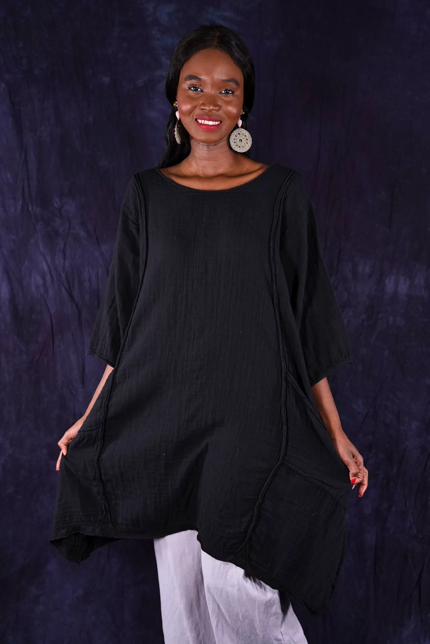 2120 Gauze Daily Dress Black