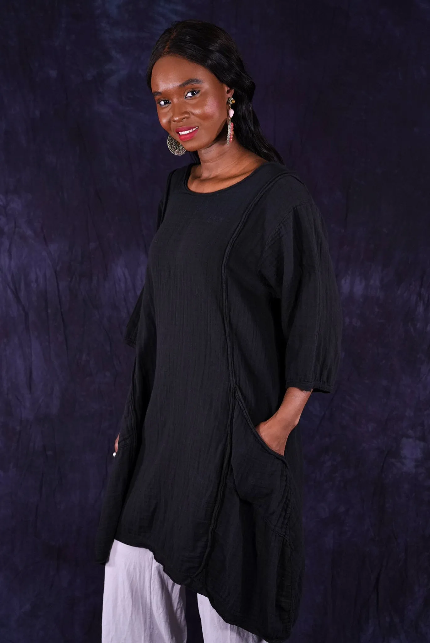 2120 Gauze Daily Dress Black