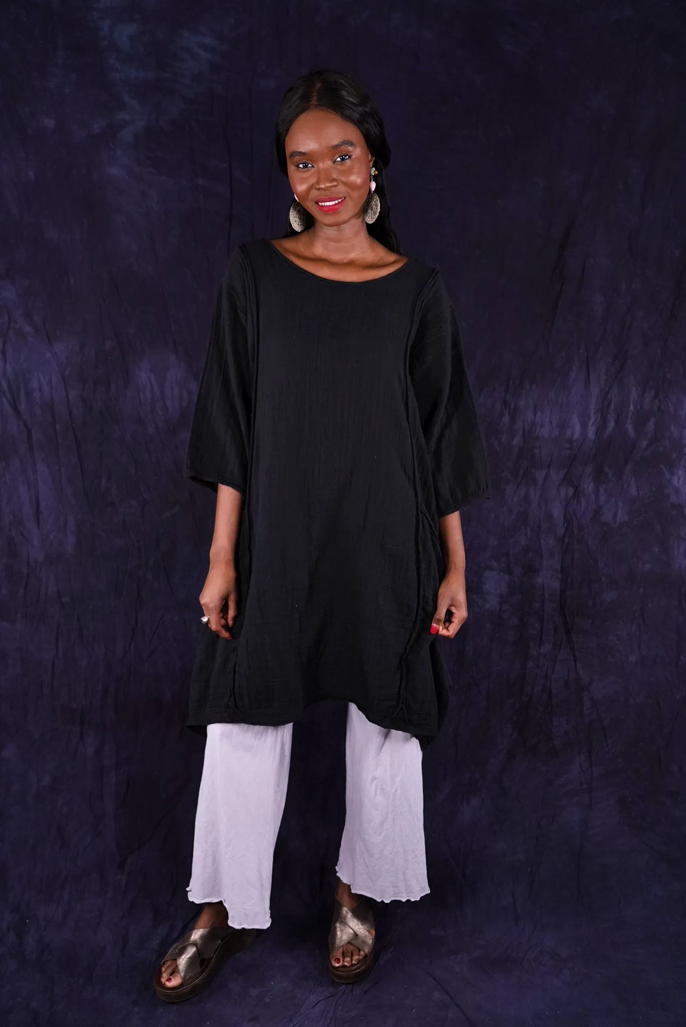 2120 Gauze Daily Dress Black