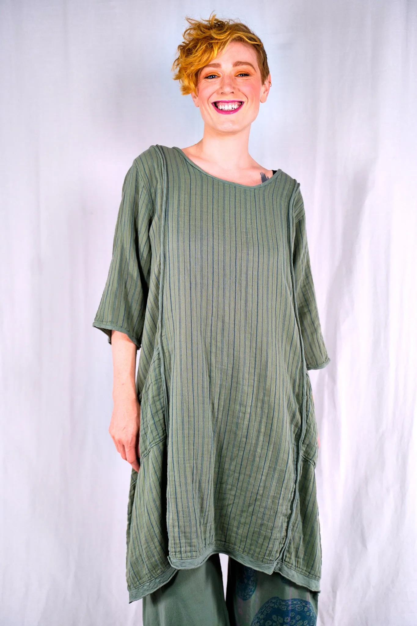 2120 Striped Daily Dress Olive Leaf