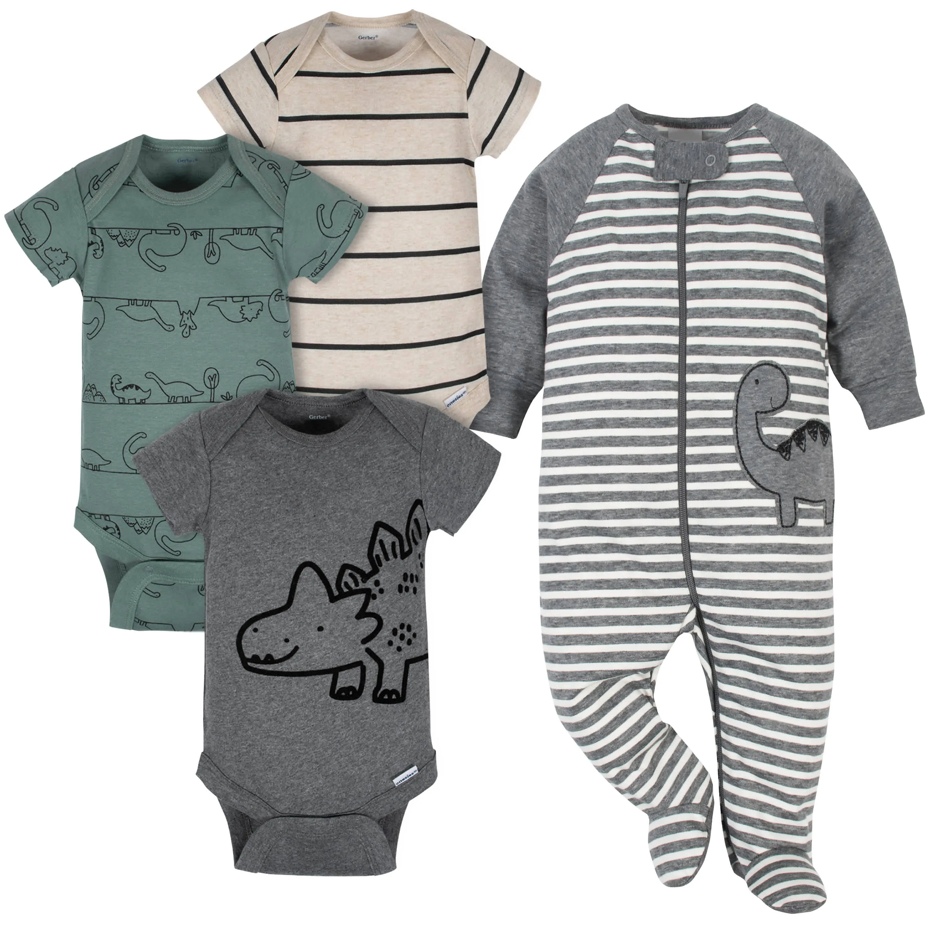 4-Piece Baby Boys Dino Onesies® Bodysuits & Sleep 'N Play Set