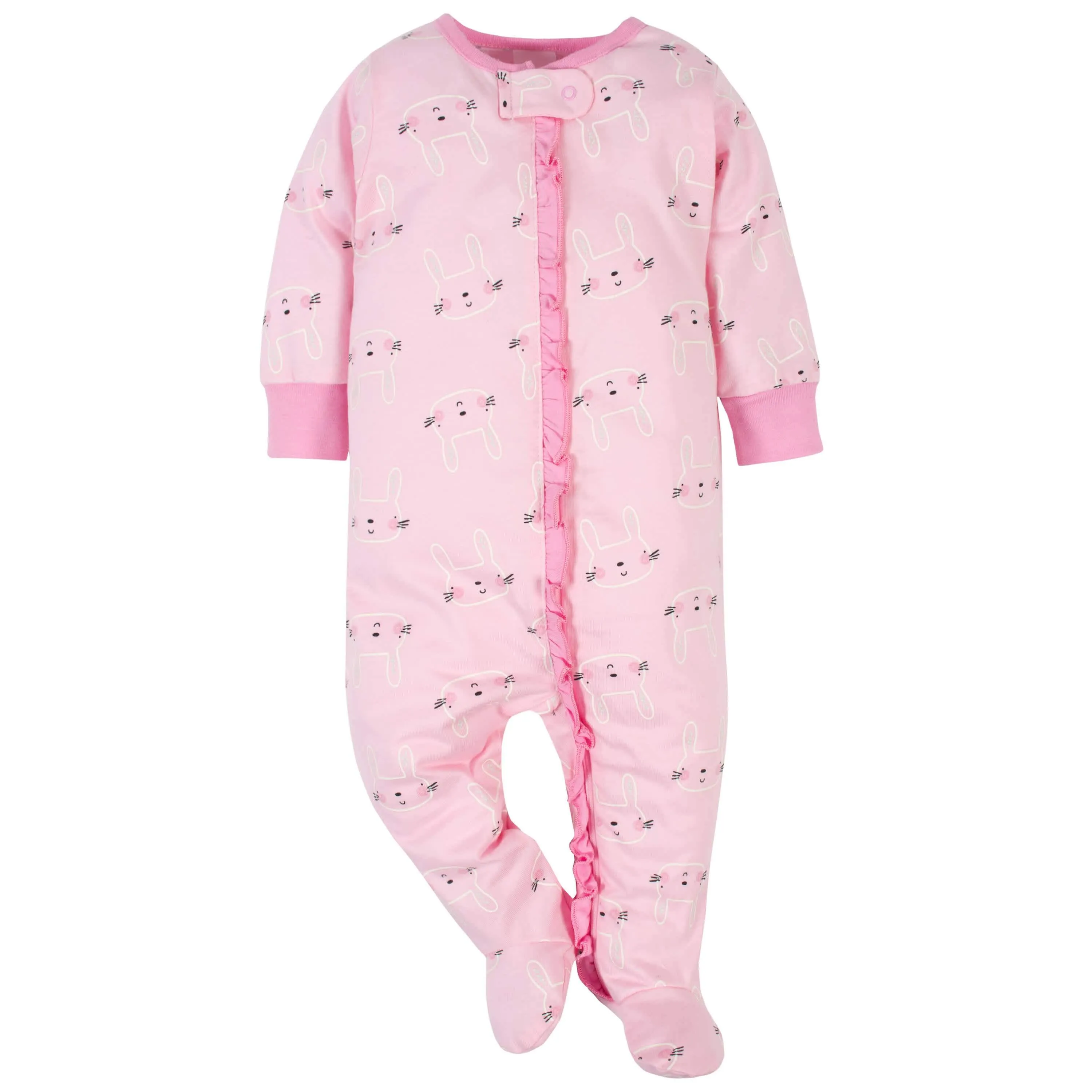 4-Piece Baby Girls Bunny Onesies® Bodysuits & Sleep 'N Play Set