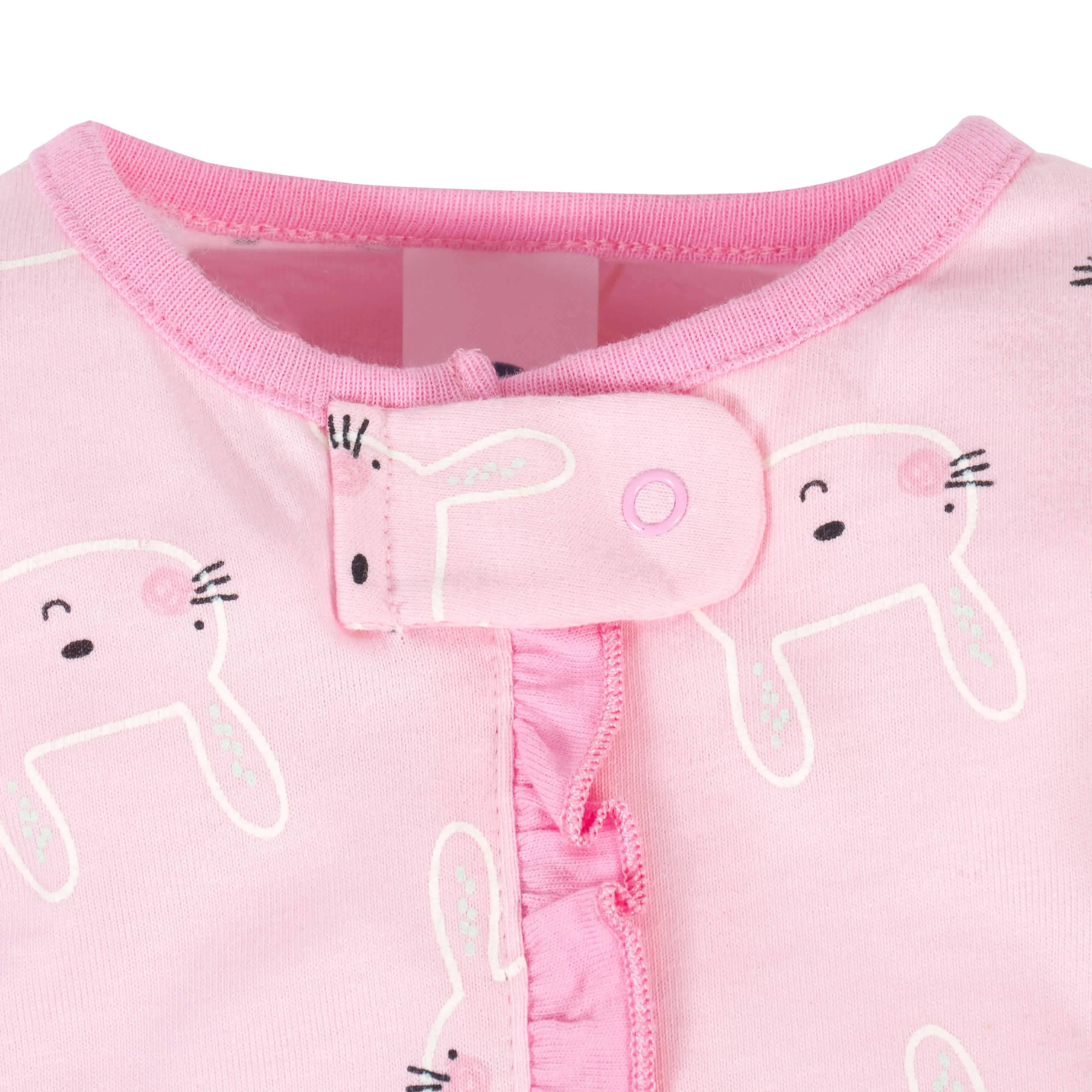 4-Piece Baby Girls Bunny Onesies® Bodysuits & Sleep 'N Play Set