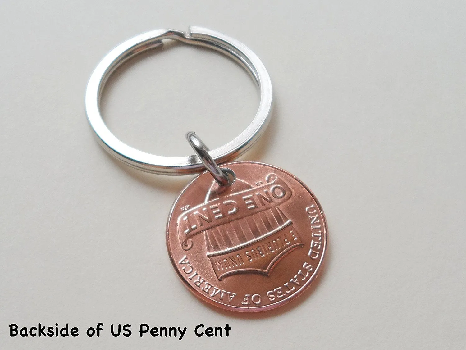 7 Year Anniversary Gift • Double Keychain Set 2017 Penny Keychains w/ Number 7 Charm by Jewelry Everyday