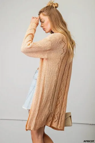Apricot Thin Thread Zigzag Cardigan