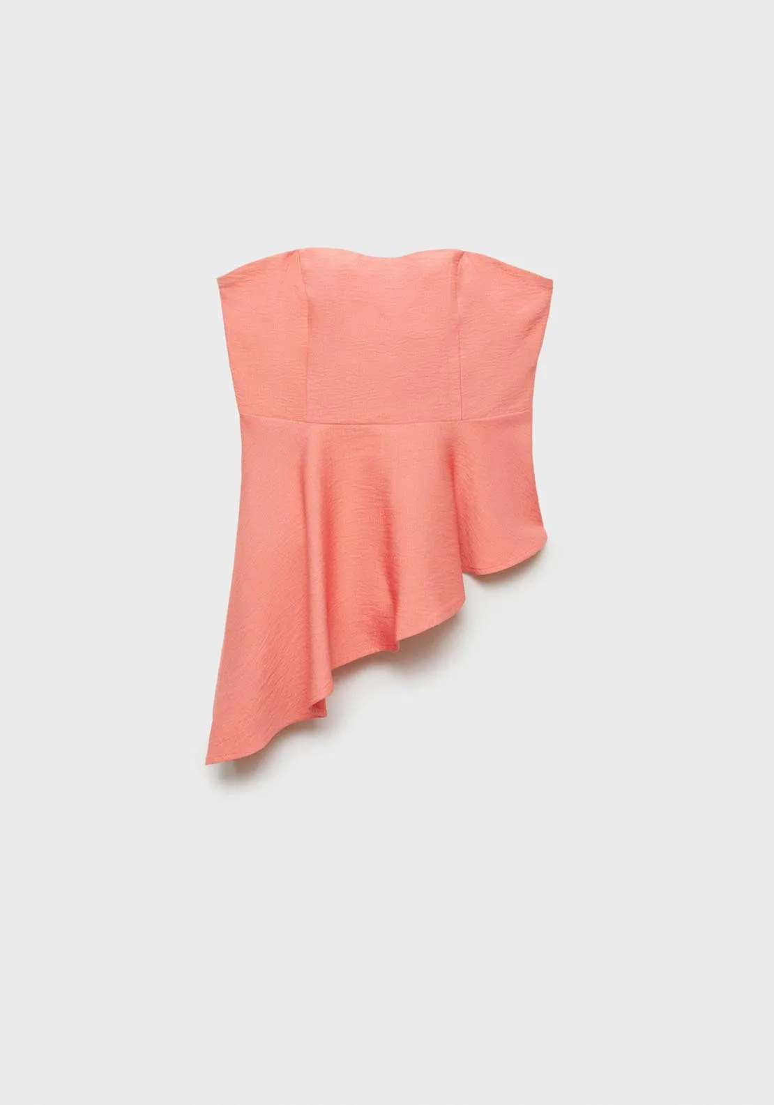 Asymmetric Strapless Top - Bright Red