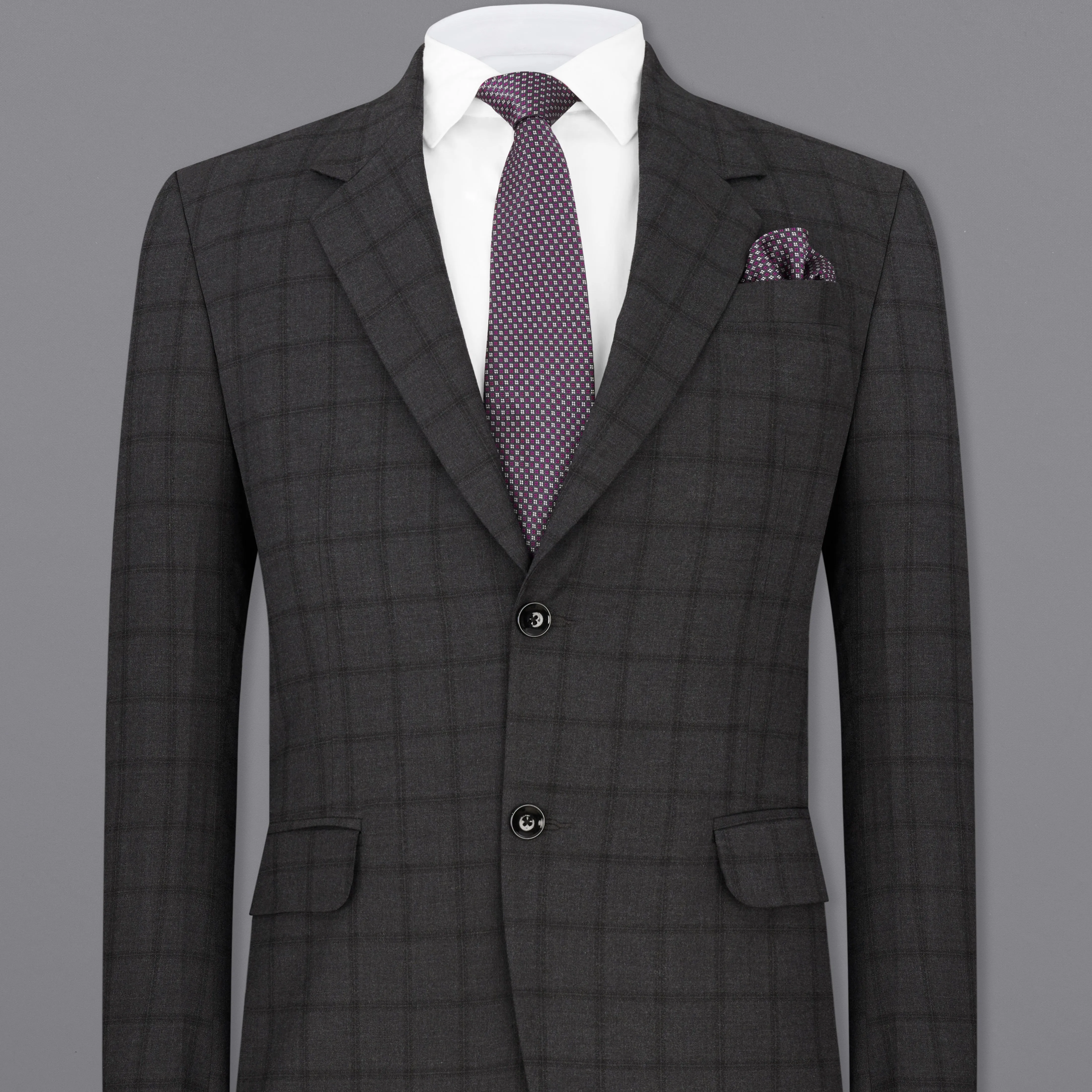 Baltic Black Windowpane Single Breasted Blazer