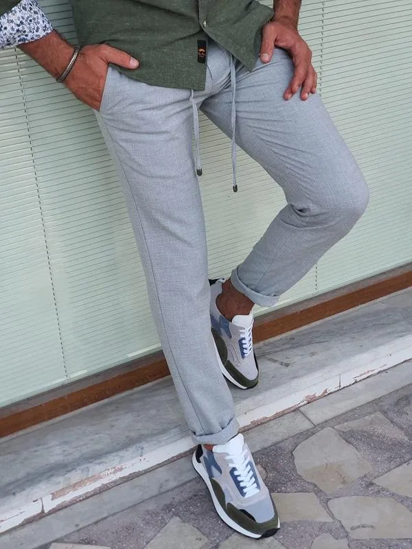 Bastoni Gray Slim Fit Linen Pants – Versatile Comfort for Every Occasion