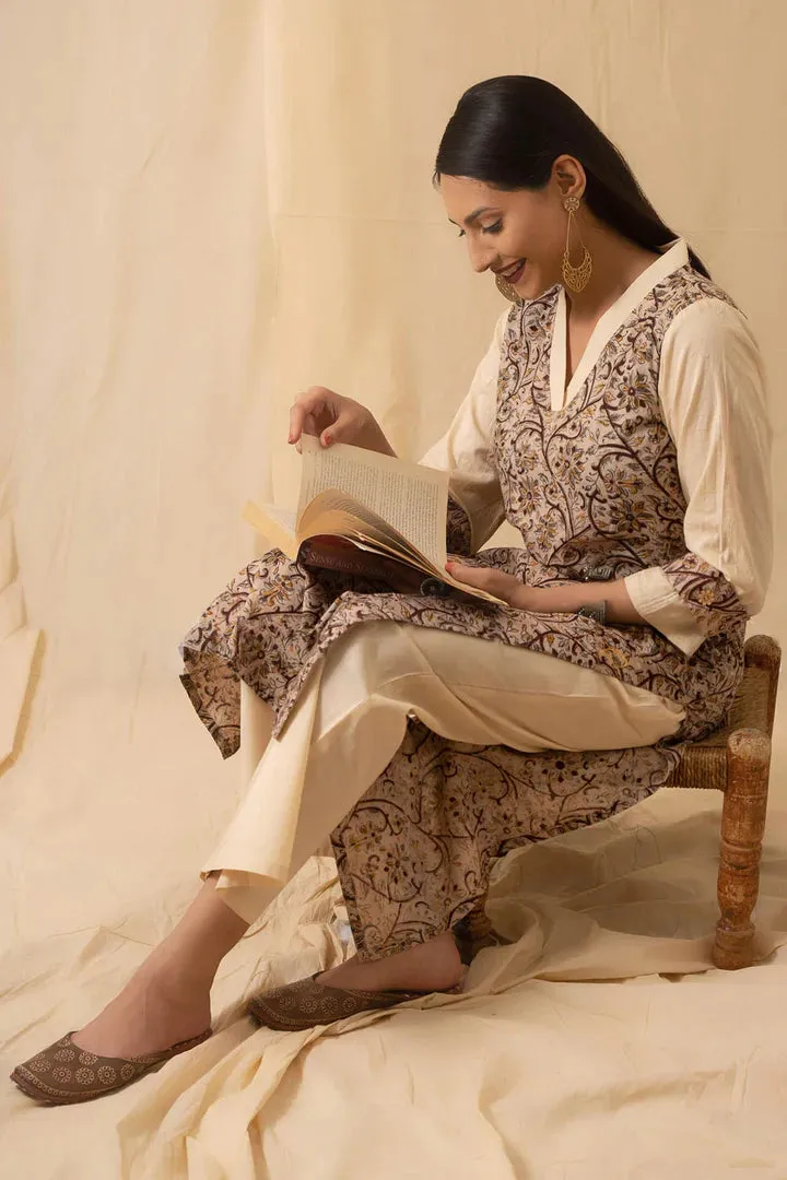 Beige Cotton Cambric Kurta Set