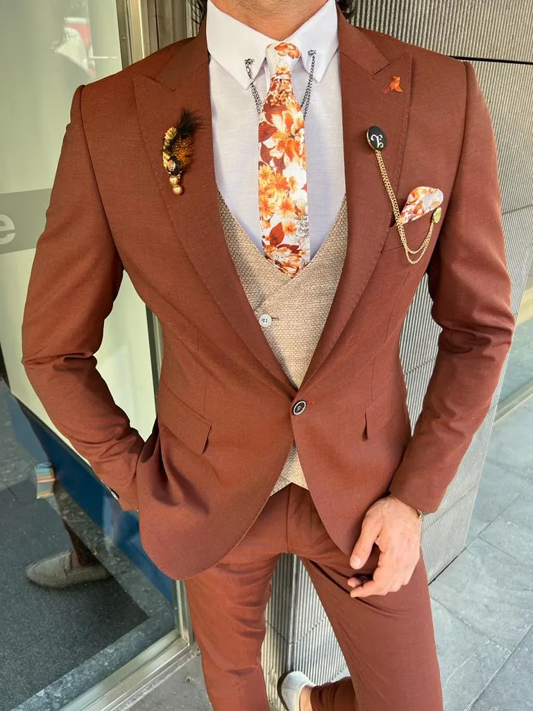 Bensen Slim Fit Beige Combo Suit - A Perfect Three-Piece Ensemble for Every Occasion