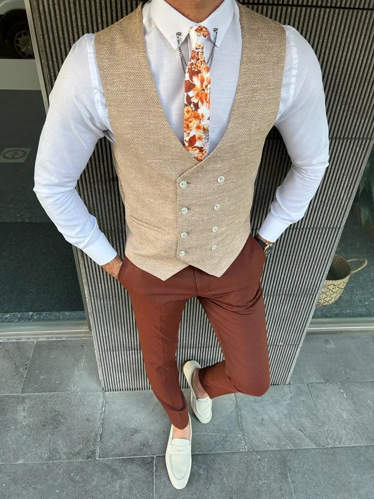 Bensen Slim Fit Beige Combo Suit - A Perfect Three-Piece Ensemble for Every Occasion