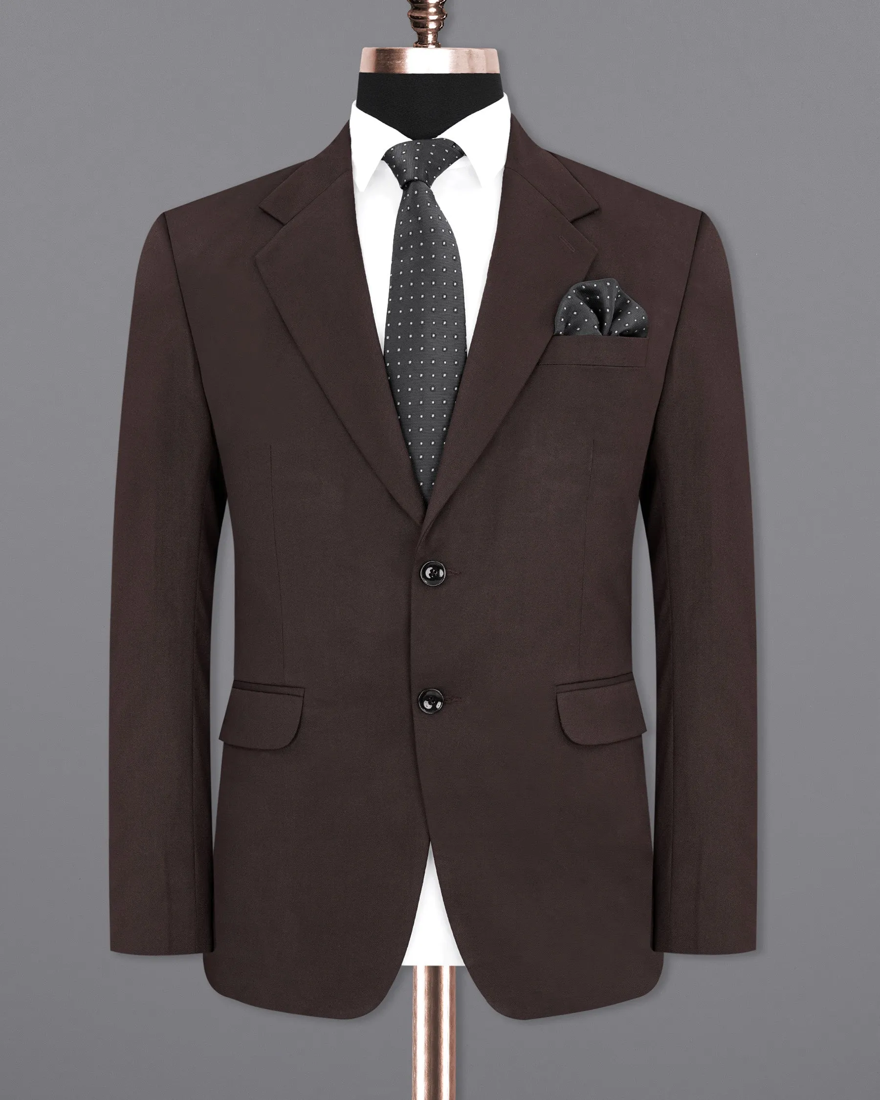 Bistre Brown Single Breasted Blazer