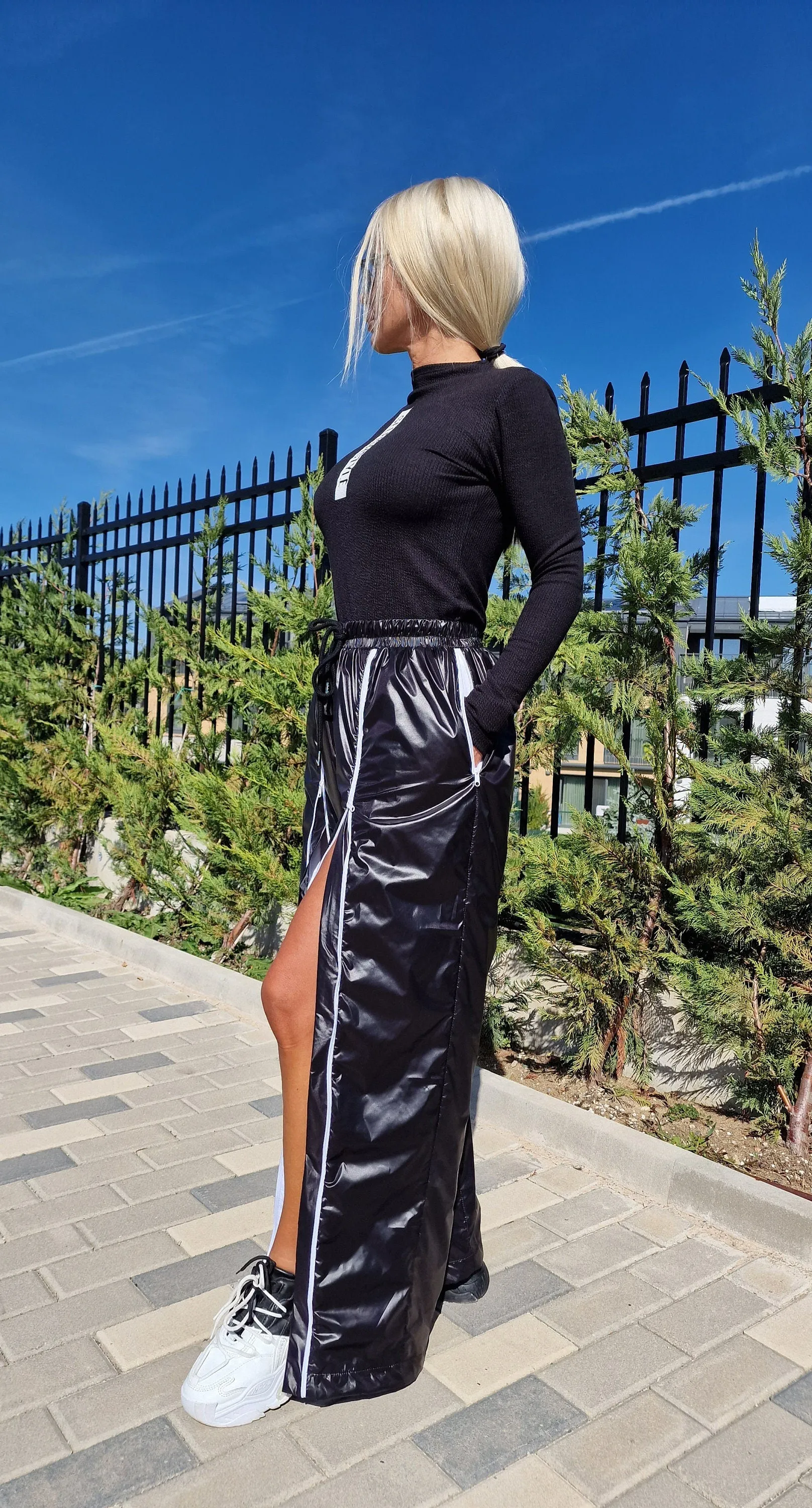 Black Pants with White Zippers, High Waist Trousers, Harem Pants , Loose Fit Pants, Black Baggy Pants, Drop Crotch Pants, Extravagant Pants