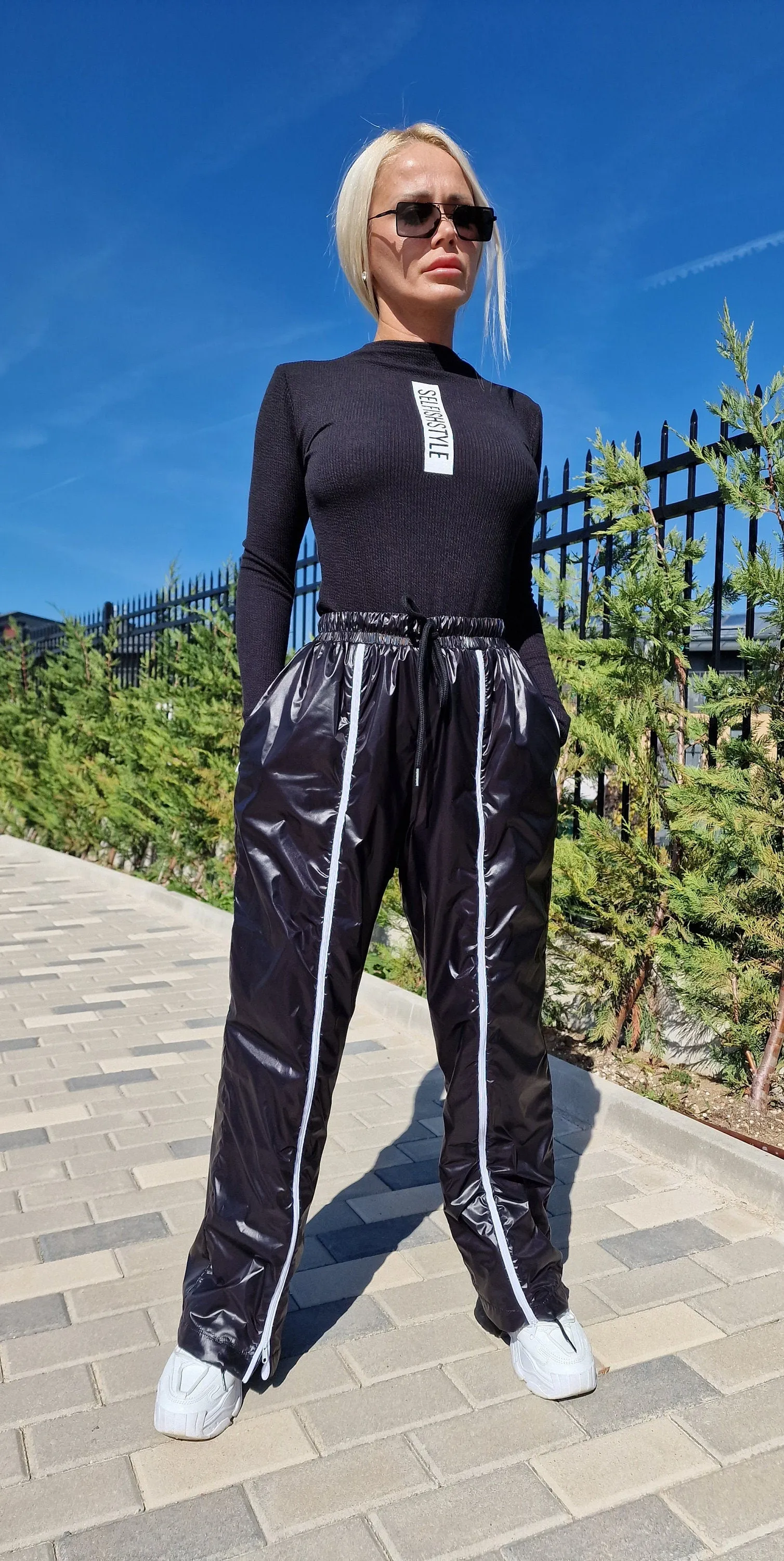 Black Pants with White Zippers, High Waist Trousers, Harem Pants , Loose Fit Pants, Black Baggy Pants, Drop Crotch Pants, Extravagant Pants