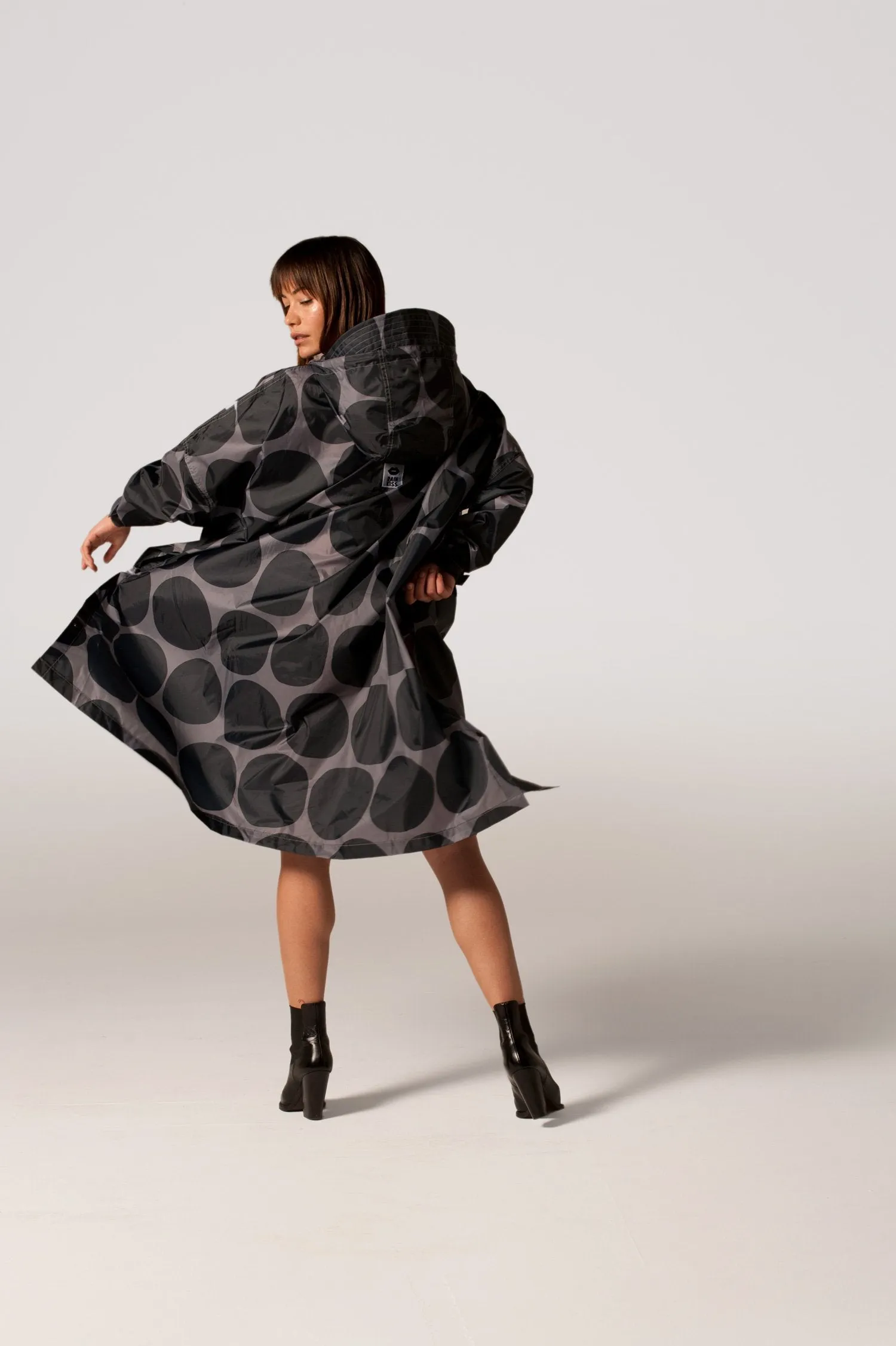 Black Polka Rain Poncho