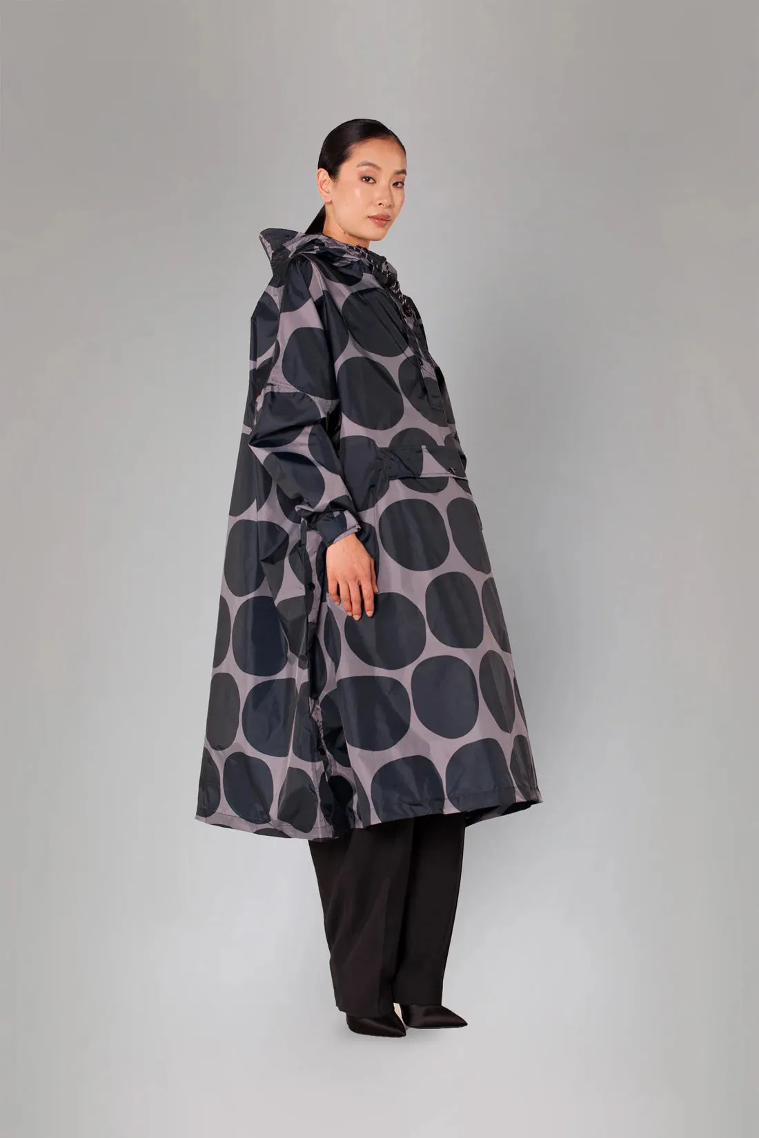 Black Polka Rain Poncho