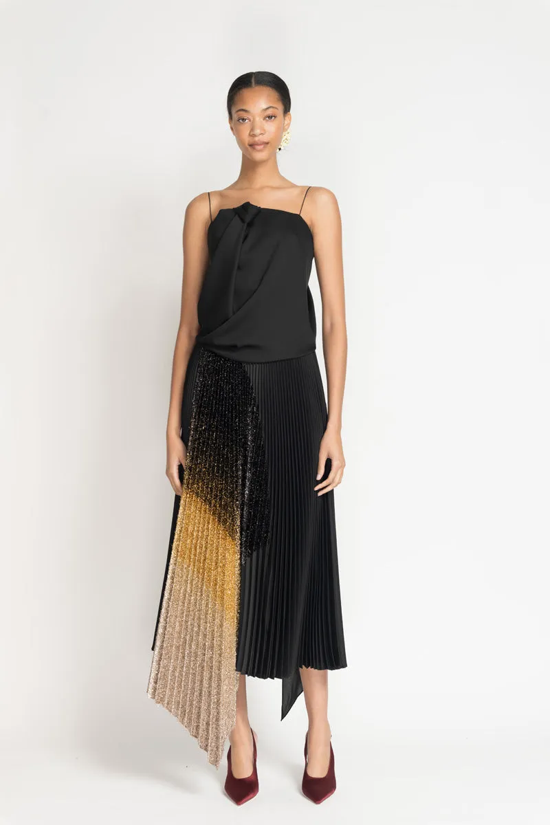Black Satin Crepe Choli Top
