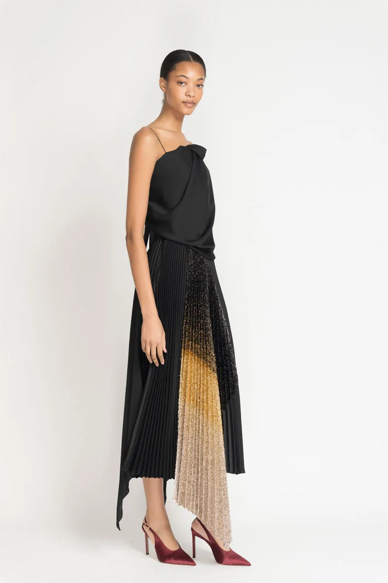 Black Satin Crepe Choli Top