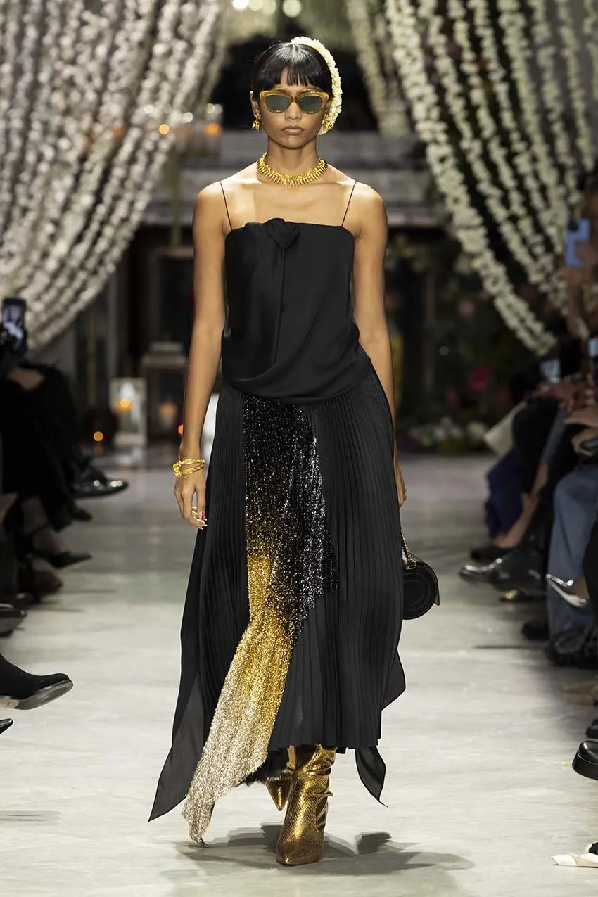 Black Satin Crepe Choli Top
