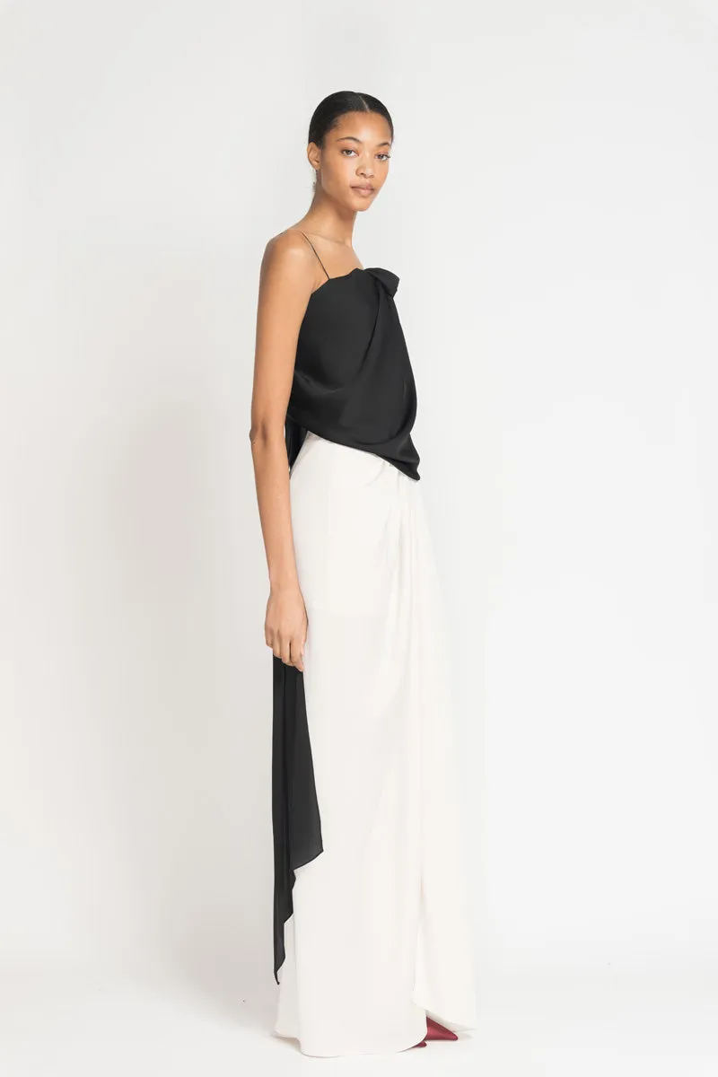Black Satin Crepe Choli Top