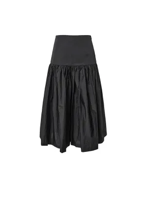 Black Shirring Culotte Pants
