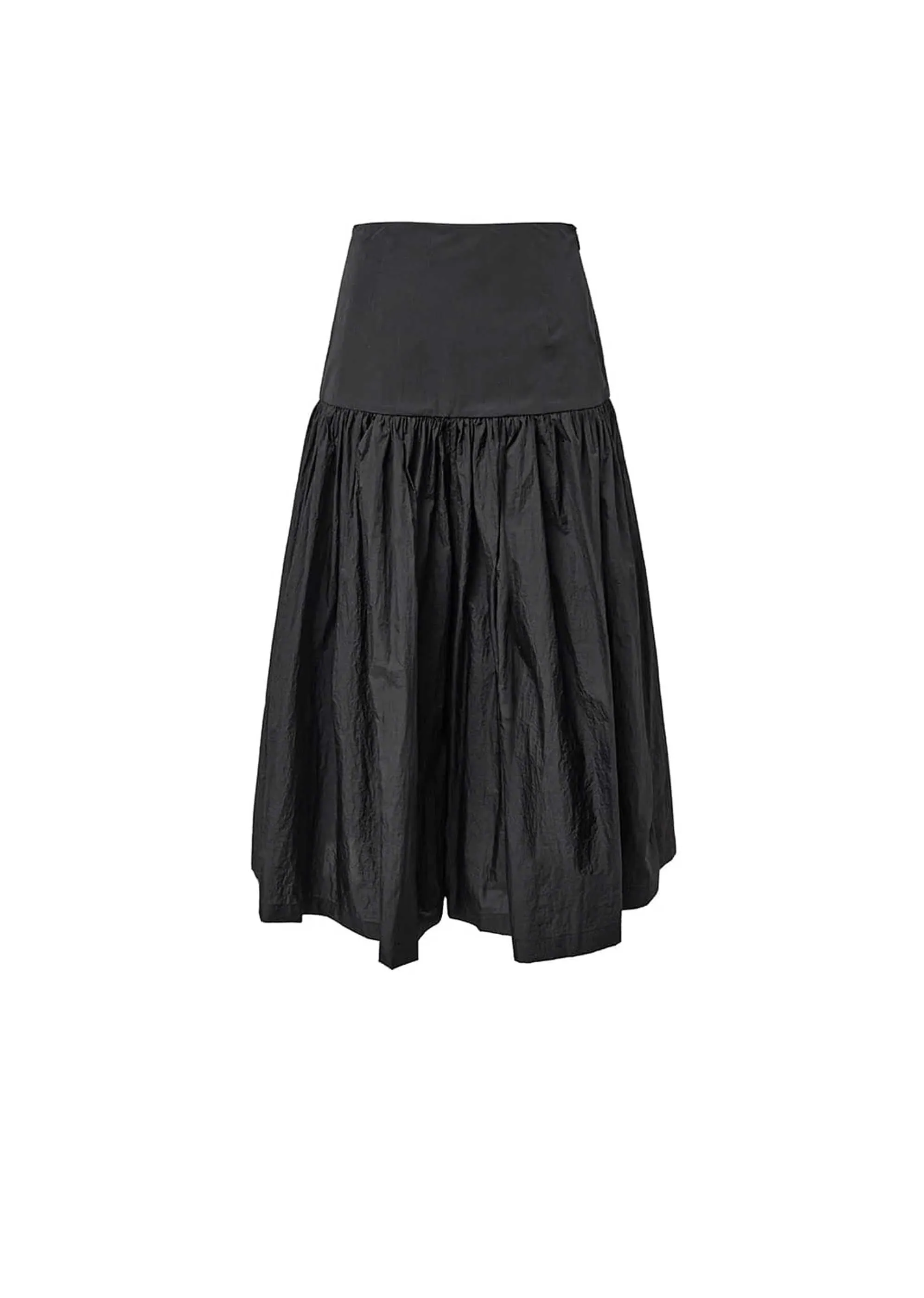 Black Shirring Culotte Pants
