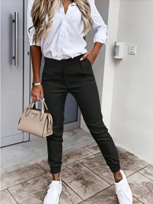 Black Slim Fit Pants With Slant Pockets