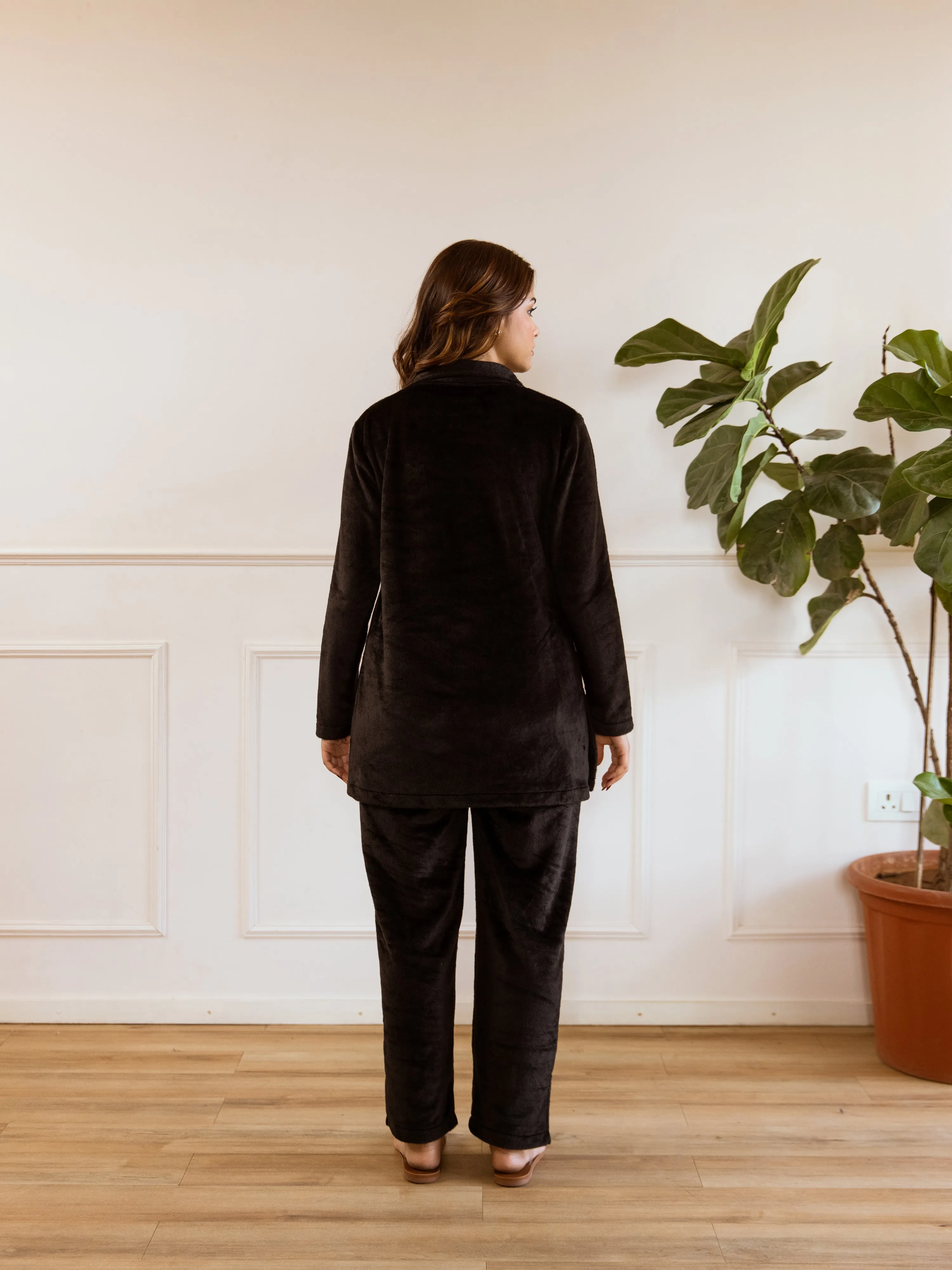 Black Super Soft Woollen Collar Set