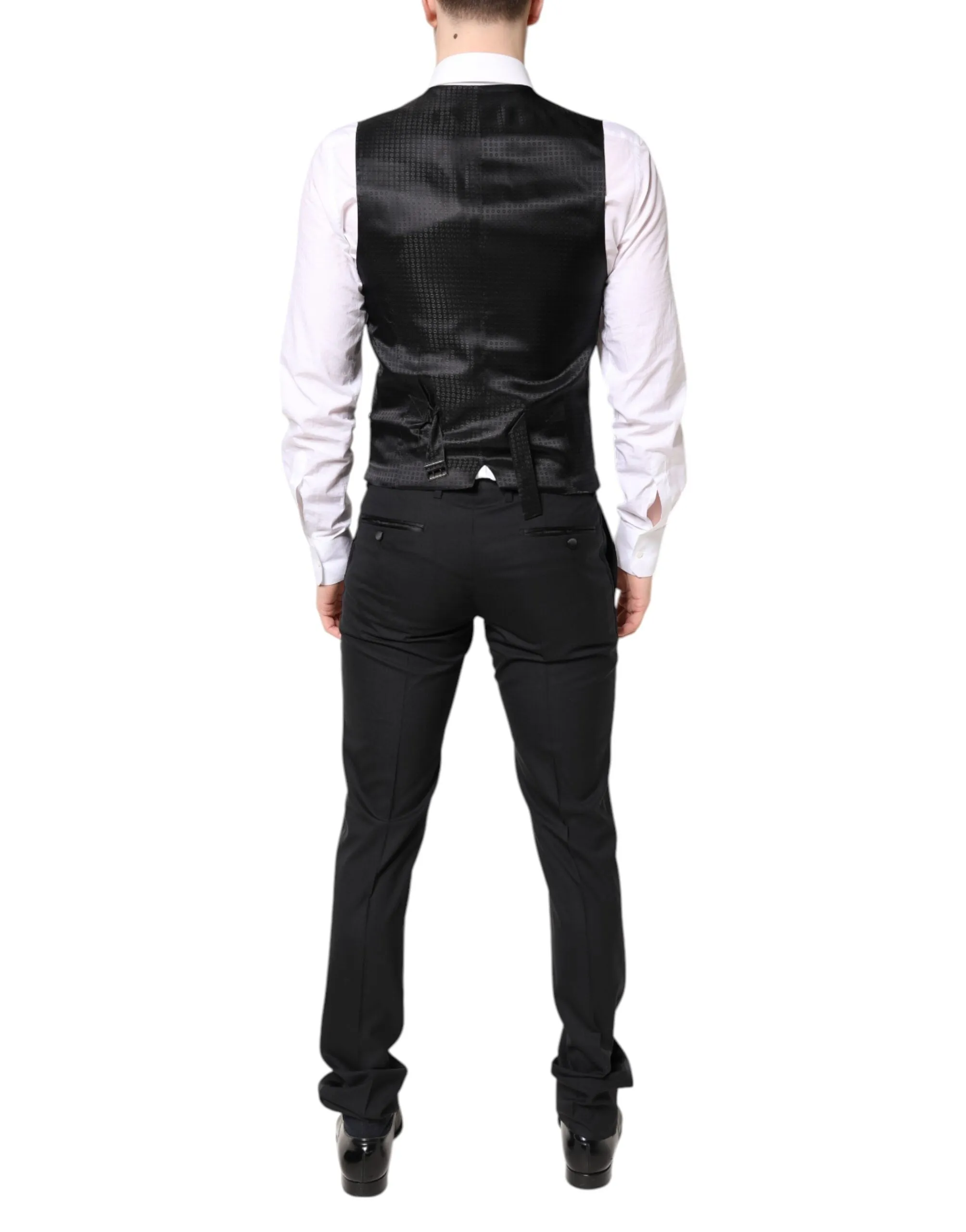 Black Wool Single Breasted 3 Piece Suit