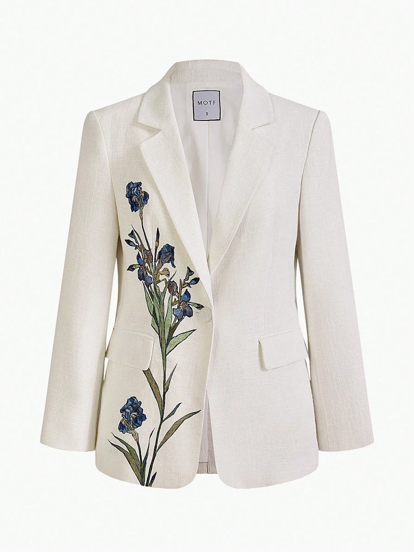 Blazer de Lino Floral para Mujer