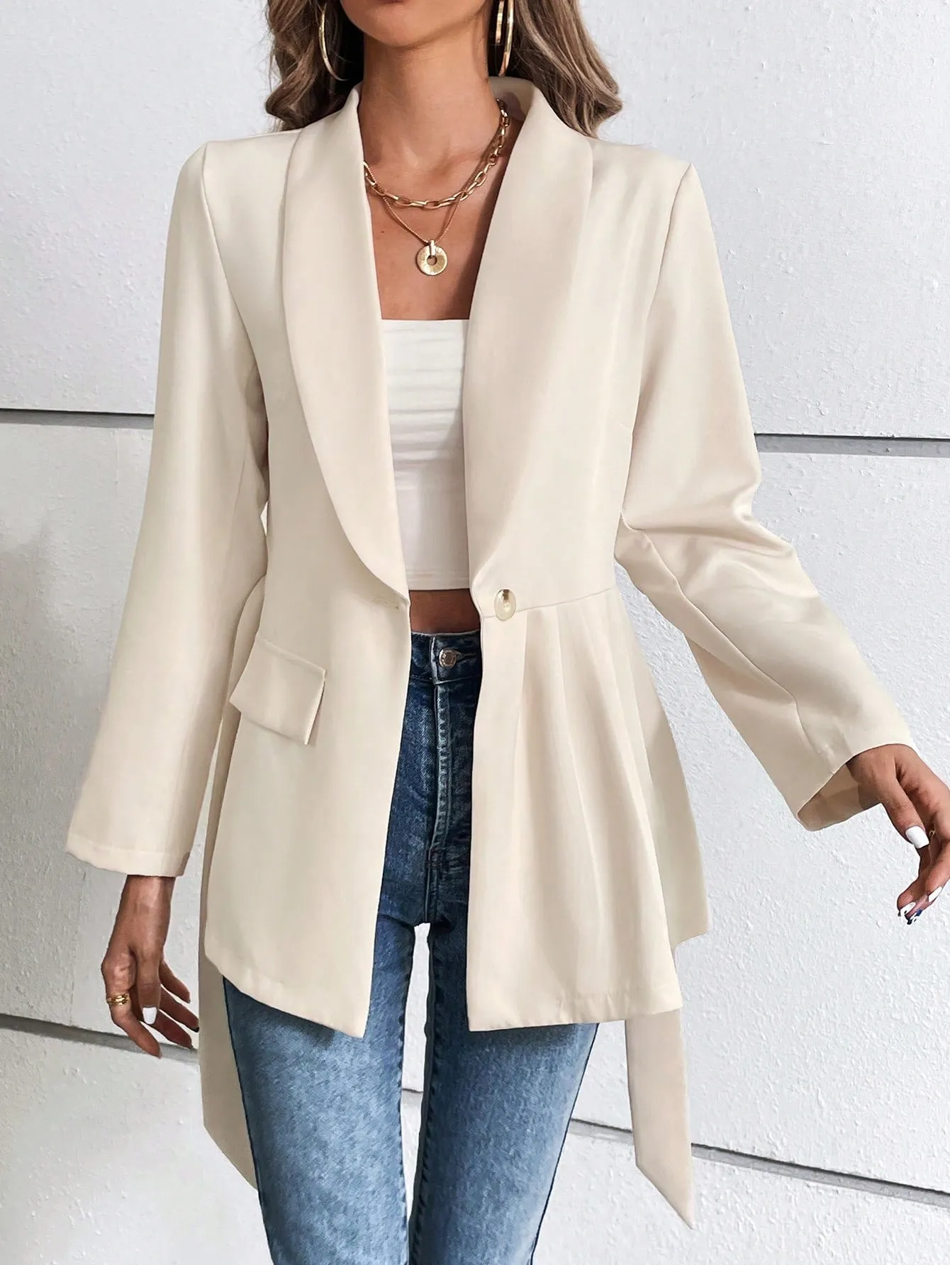 Blazer Raffinéa de cuello esmoquin con cinturón