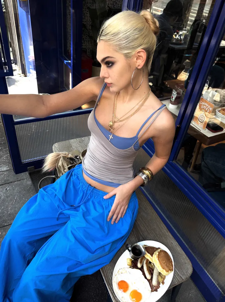 Blue Sports Drawstring Pants