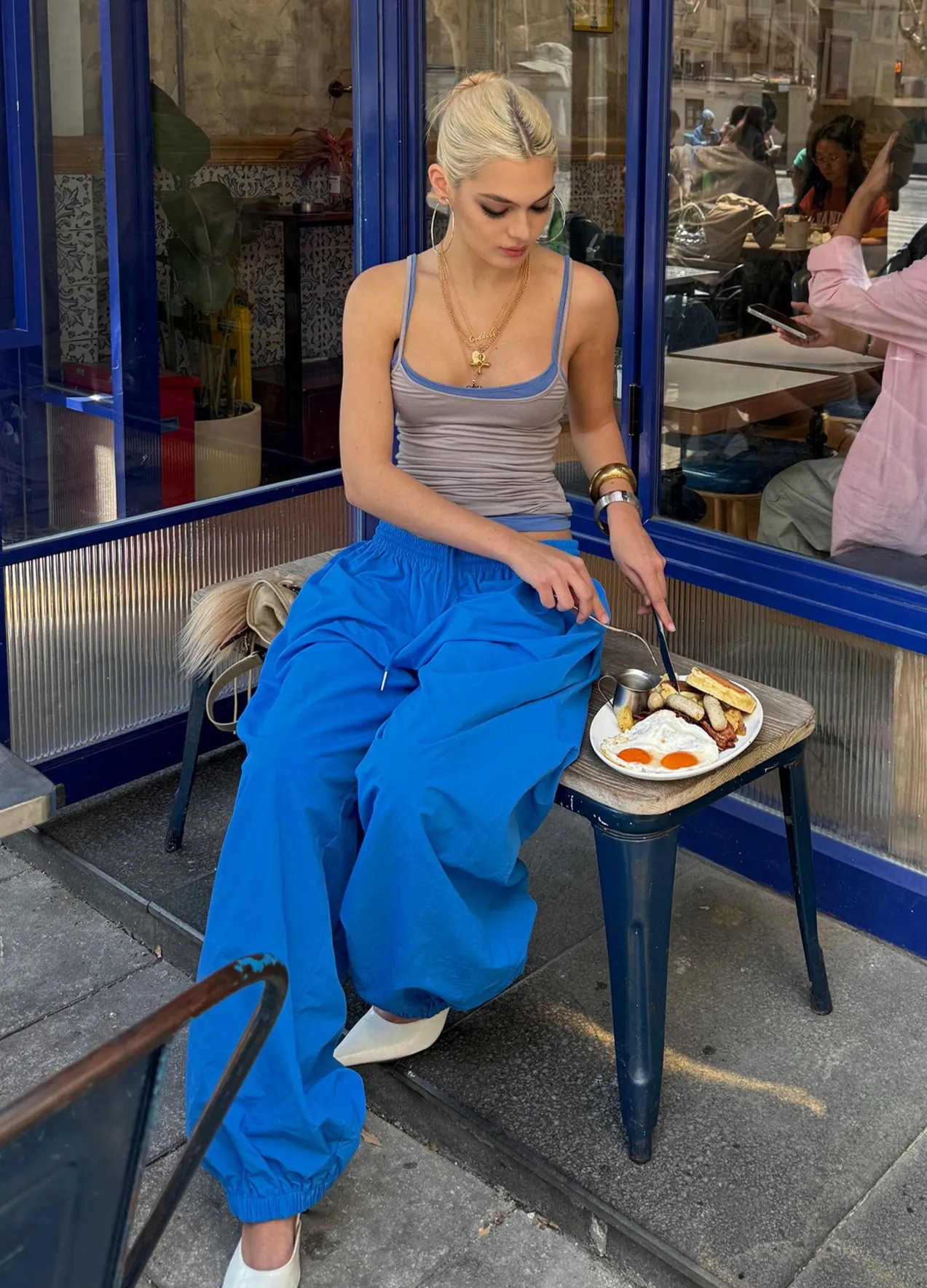 Blue Sports Drawstring Pants