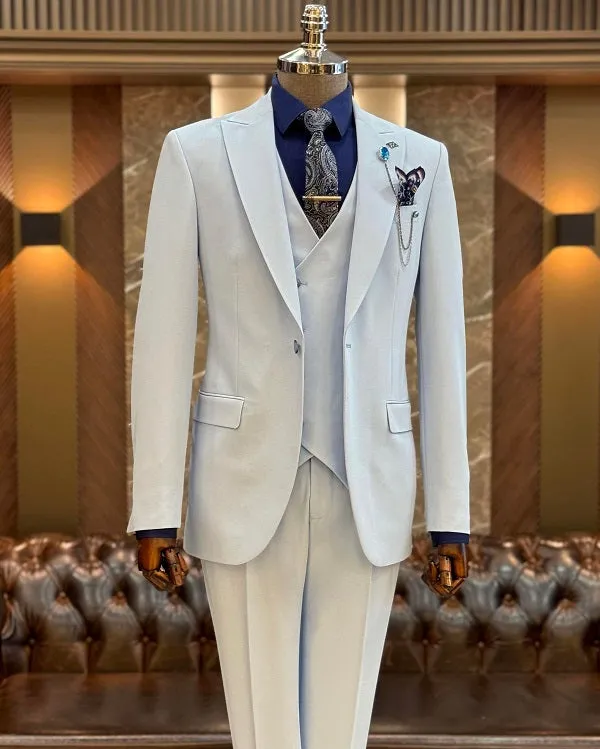 Brabion Abbot Light Blue Slim Fit Suit - Elegant Three-Piece Ensemble for Every Occasion