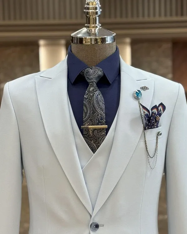Brabion Abbot Light Blue Slim Fit Suit - Elegant Three-Piece Ensemble for Every Occasion