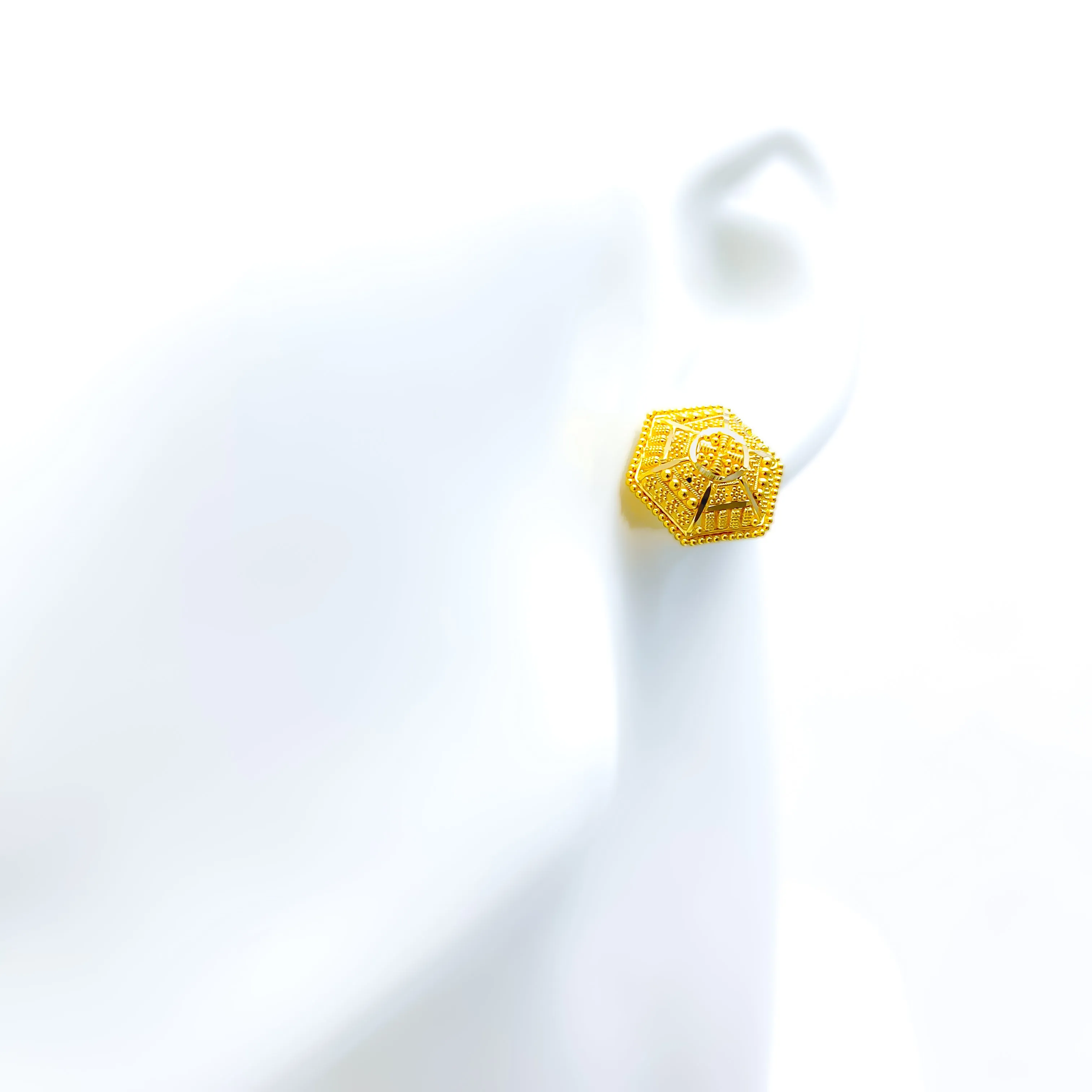 Bright Hexagonal 22k Gold Earrings