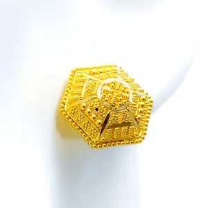 Bright Hexagonal 22k Gold Earrings