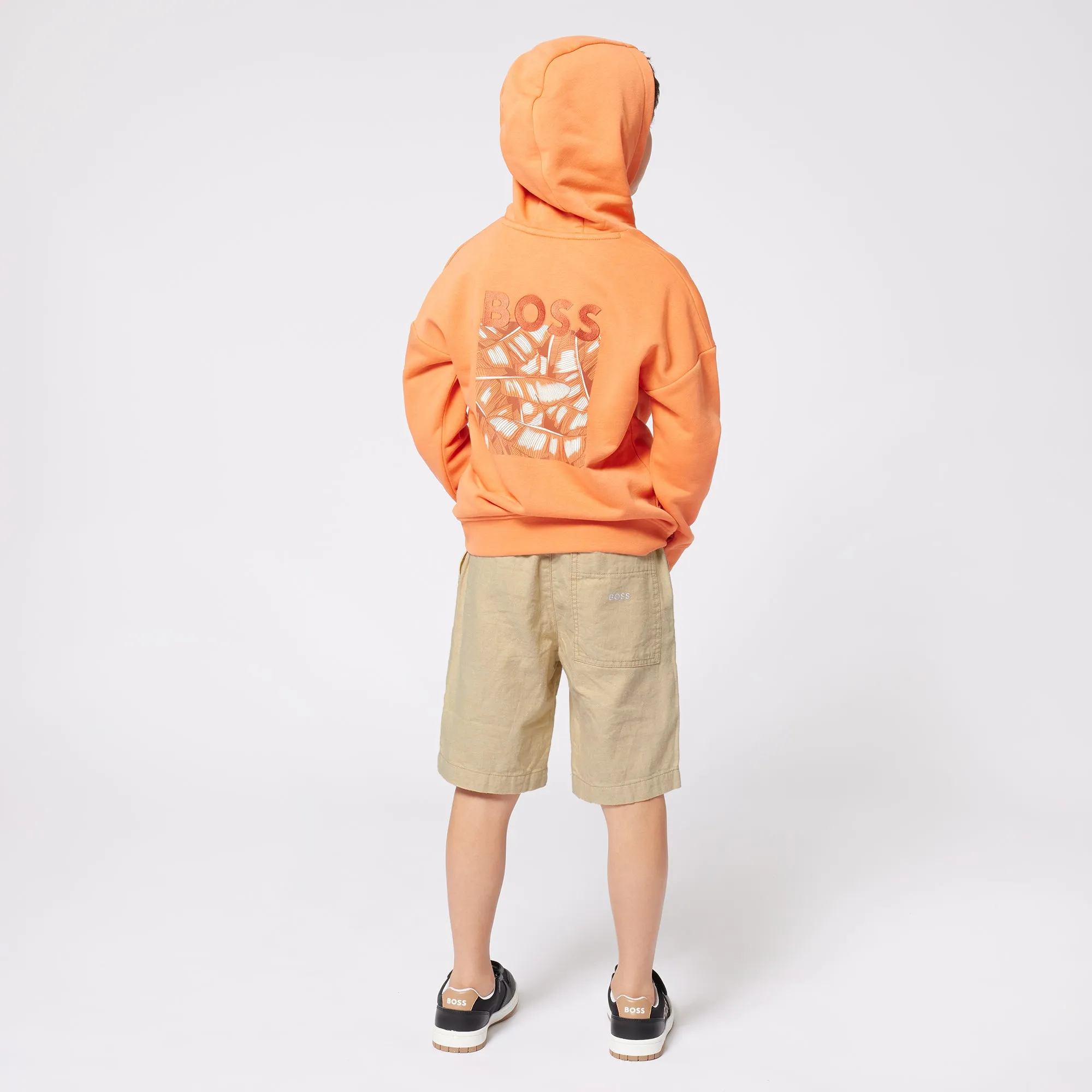 Bright Red Printed Logo Cotton Hooded Sweatshirt