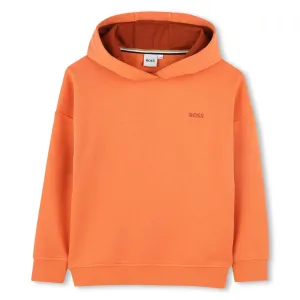 Bright Red Printed Logo Cotton Hooded Sweatshirt