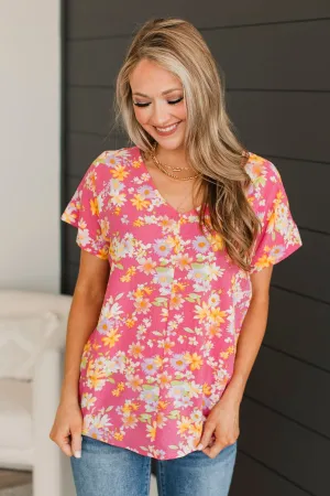 Bright Spirits Floral Top- Pink & Yellow