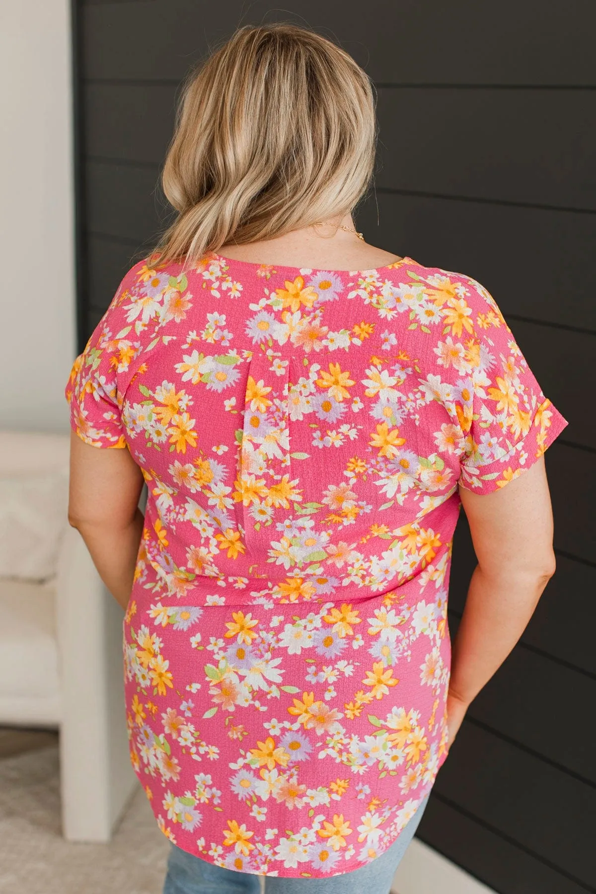 Bright Spirits Floral Top- Pink & Yellow