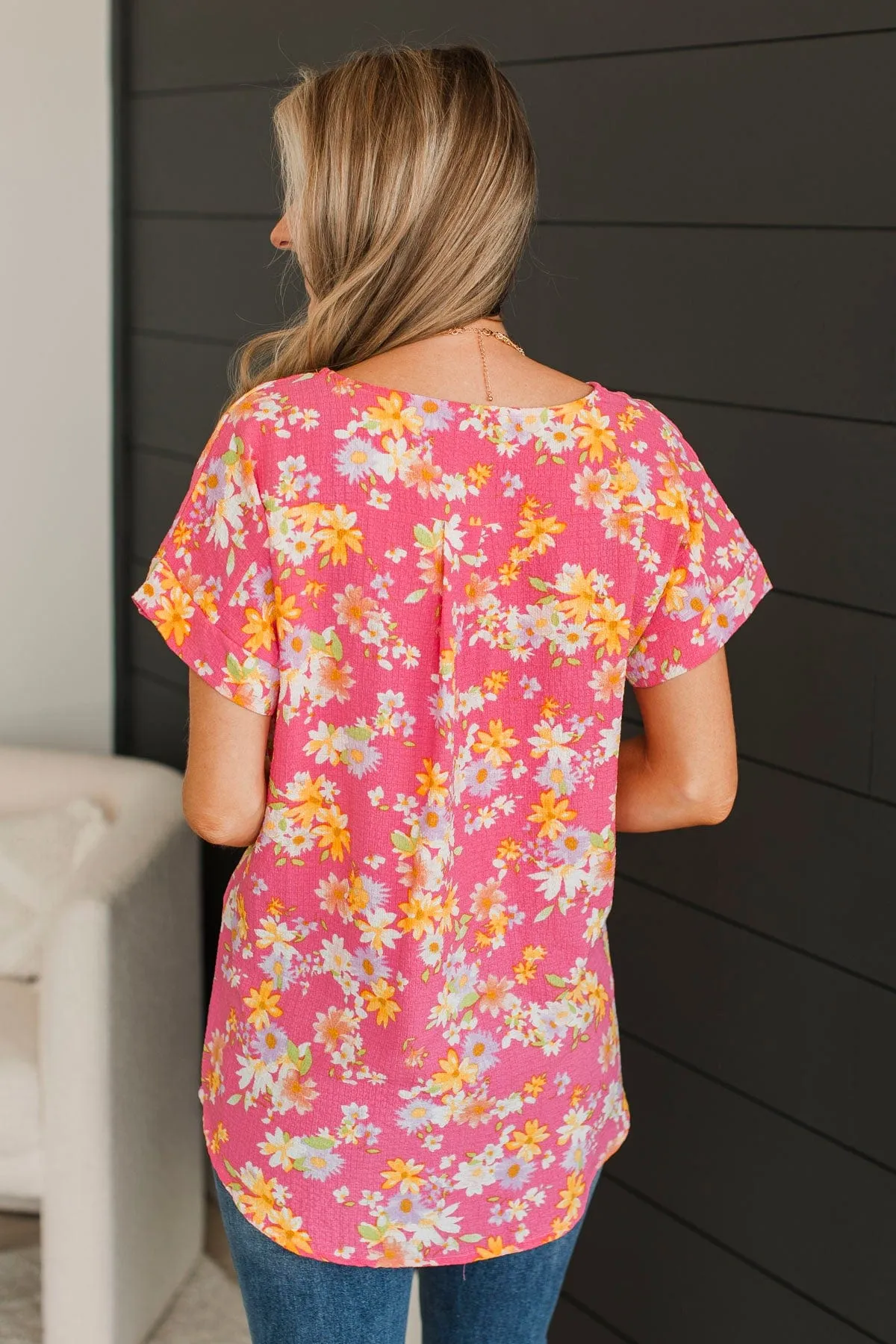 Bright Spirits Floral Top- Pink & Yellow
