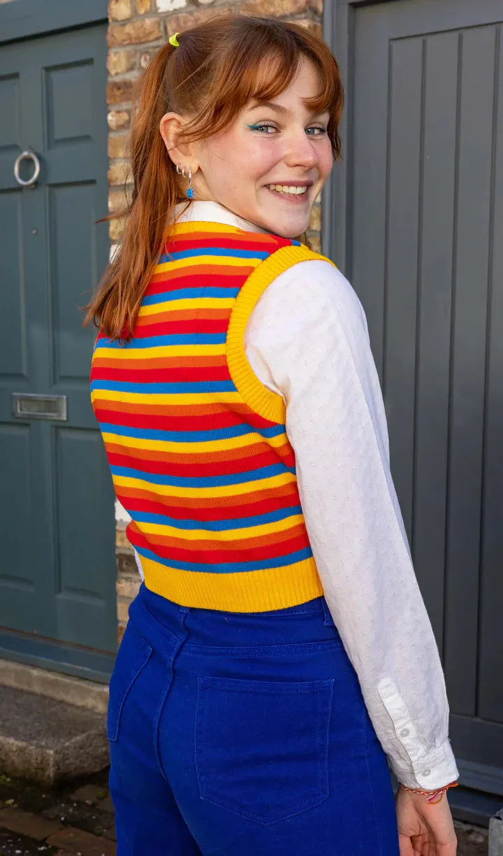 Bright Stripe Cropped Knitted Tank Top