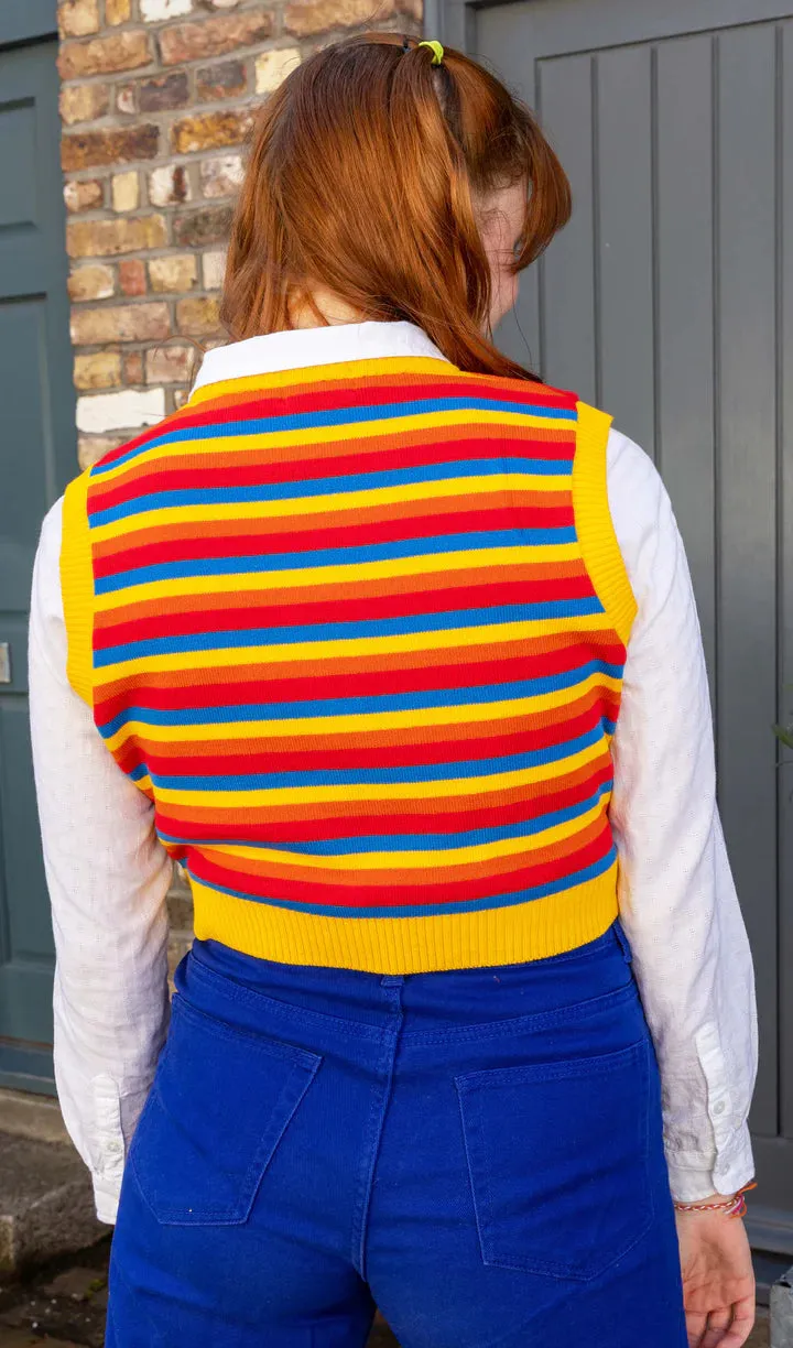 Bright Stripe Cropped Knitted Tank Top