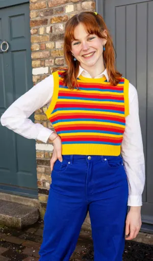 Bright Stripe Cropped Knitted Tank Top
