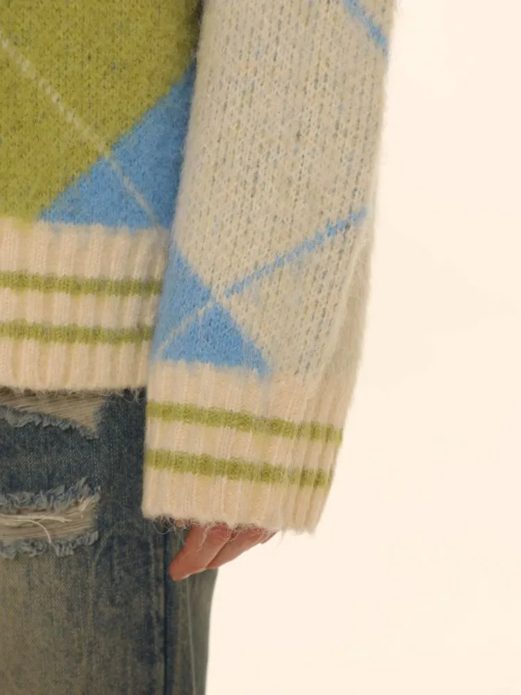 Bright V-Neck Loose Knit Sweater