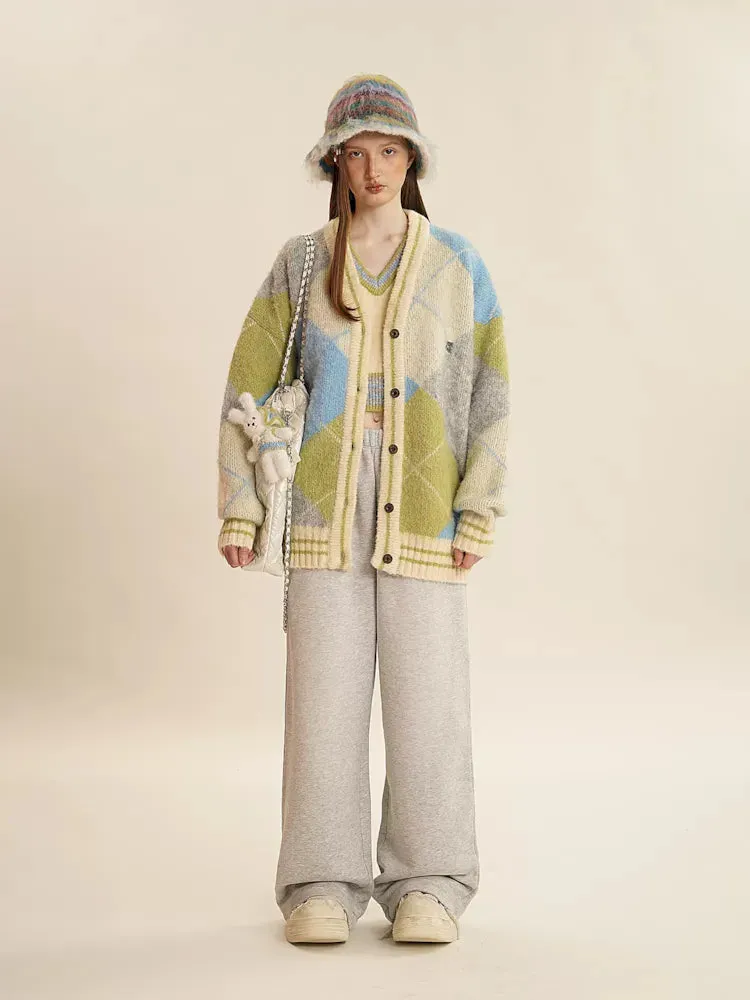 Bright V-Neck Loose Knit Sweater
